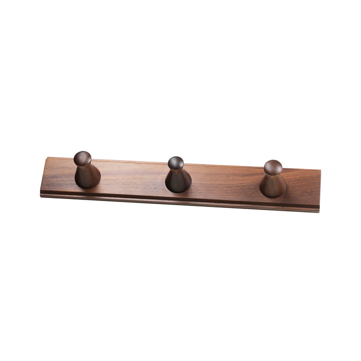 The Q3 Allé wall coat rack from FDB Møbler with 3 hooks in walnut