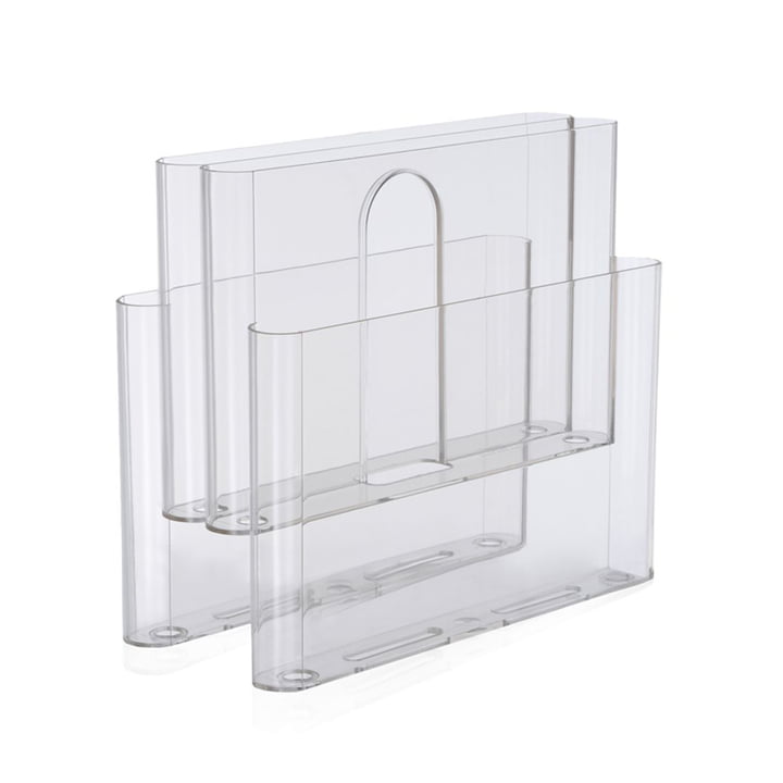 Magazine rack with four pockets from Kartell in transparent