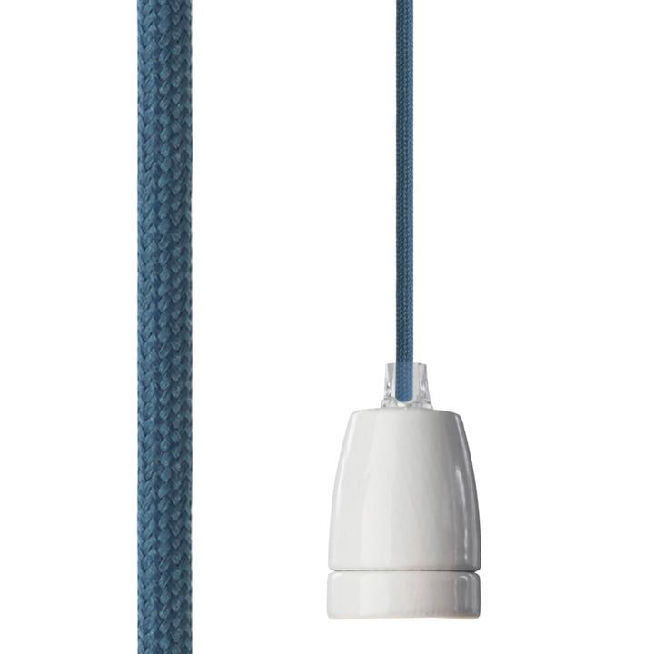 Classic lamp socket from NUD Collection with a textile cable in Indian Teal (TT-353)