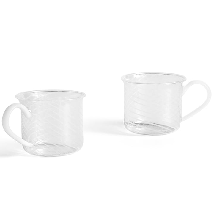 Borosilicate cup, Ø 8 x H 6. 5 cm, white swirl (set of 2) from Hay