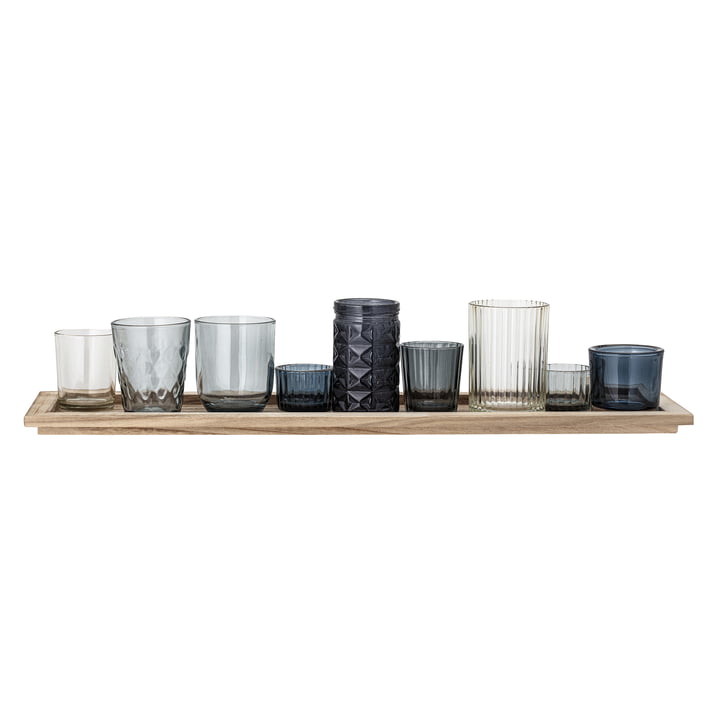 The tealight holder set from Bloomingville in blue (10 pcs.)