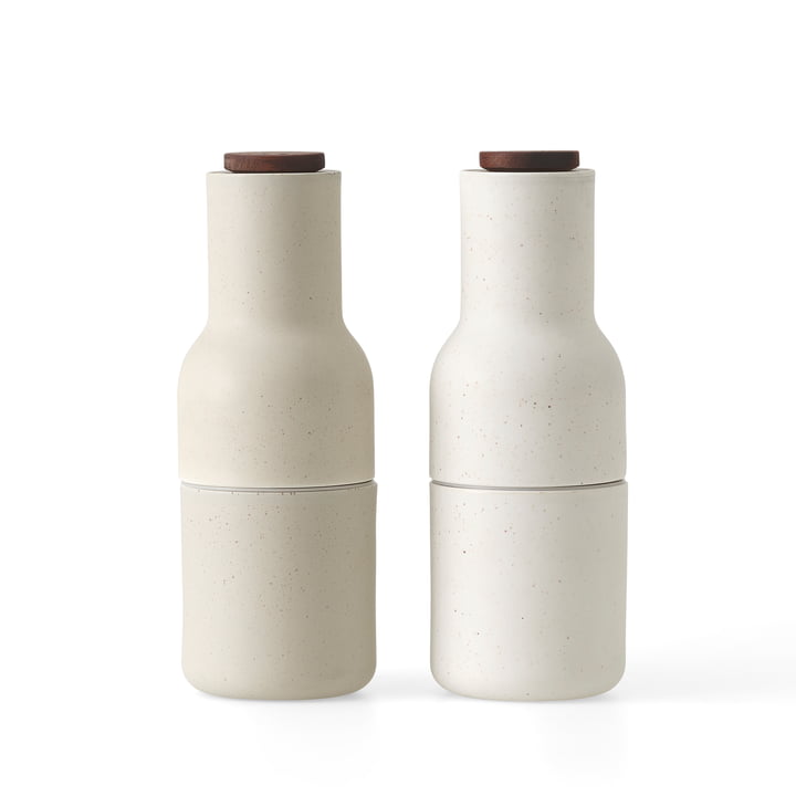 Bottle Salt and pepper mill set, glazed ceramic / sand by Audo