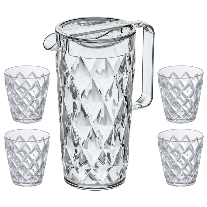 The CRYSTAL jug 1. 6 l with 4 cups from Koziol , crystal clear