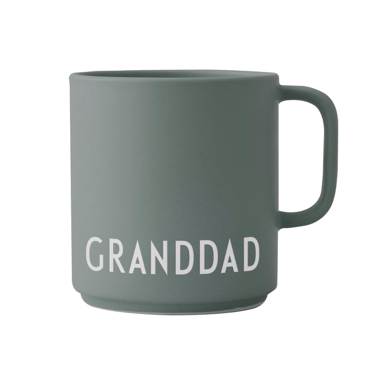 The AJ Favourite porcelain mug with handle from Design Letters , Granddad / dusty green
