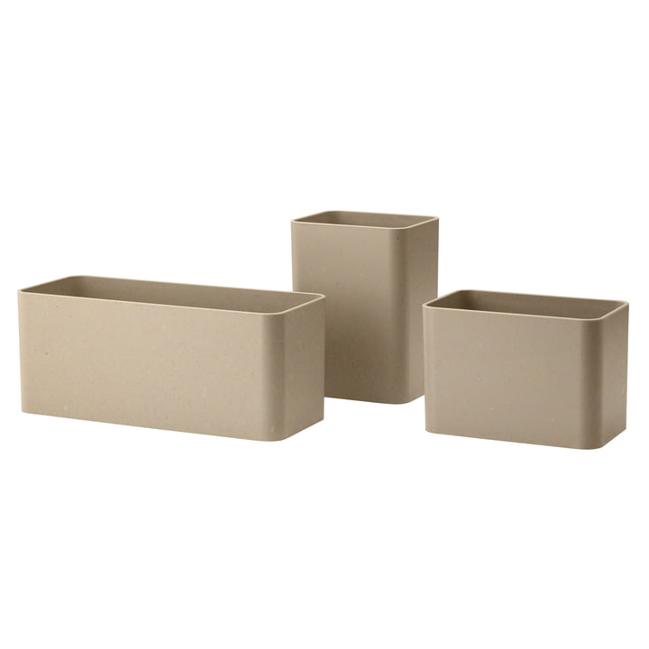 Storage boxes, beige (set of 3) from String