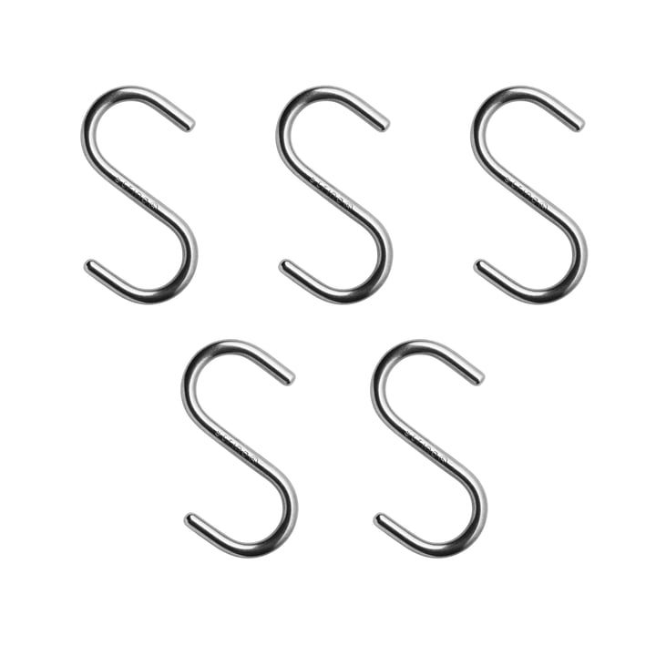 S Hook for metal base, stainless steel (set of 5) by String