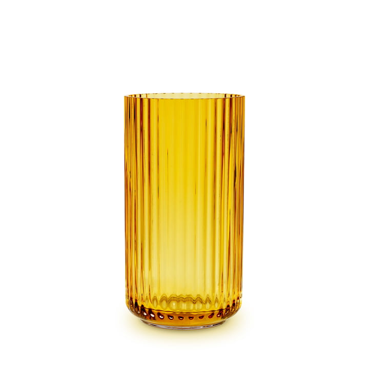 The glass vase from Lyngby Porcelæn , H 15,5 cm, amber