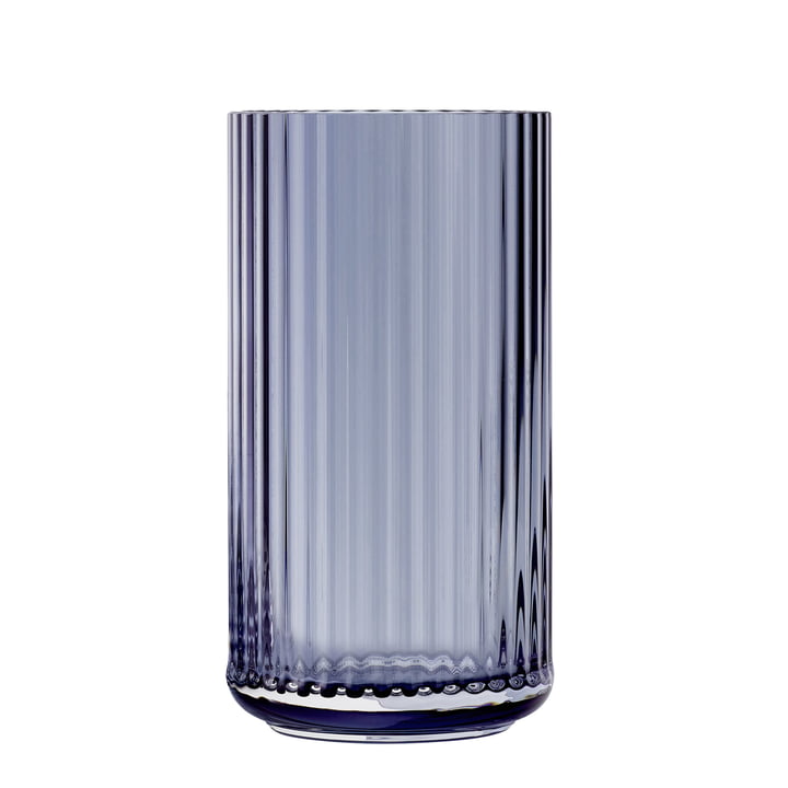 The glass vase from Lyngby Porcelæn , H 31 cm, midnight blue