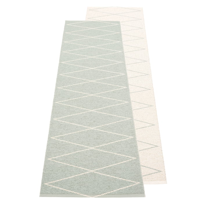 The Max reversible rug from Pappelina , 70 x 240 cm, sage / vanilla