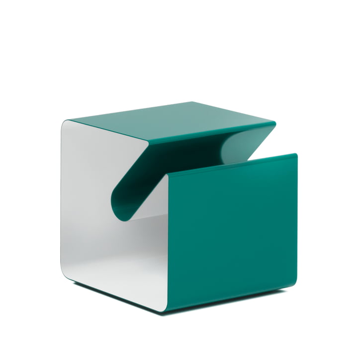 V44 Side table with newspaper rack from Müller Möbelfabrikation in mint turquoise / signal white