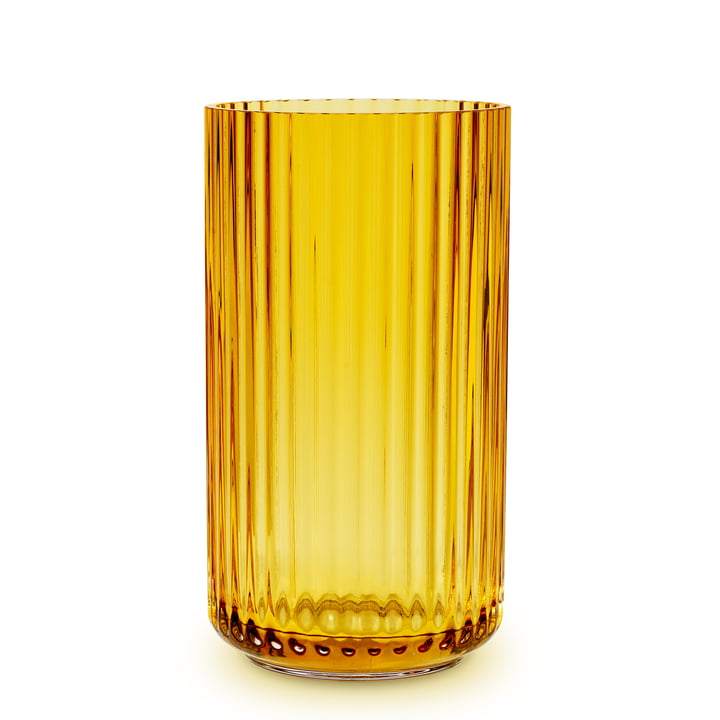 Glass vase H 31 cm from Lyngby Porcelæn in amber