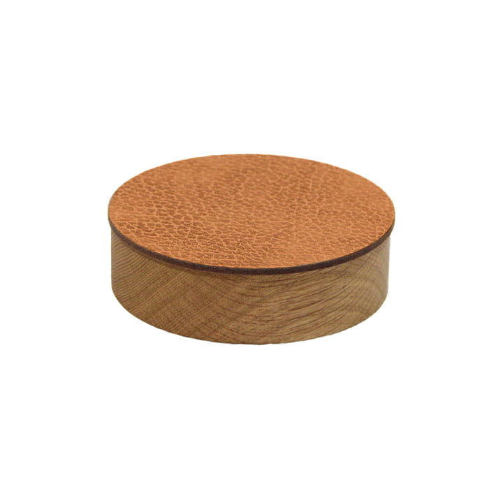 Wood Box with lid round S Ø 11 cm from LindDNA in oak nature / nature