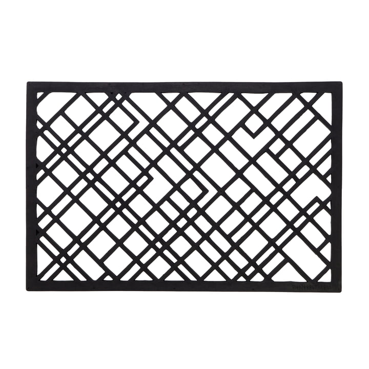 Rubber doormat 60 x 90 cm from tica copenhagen in lines / black