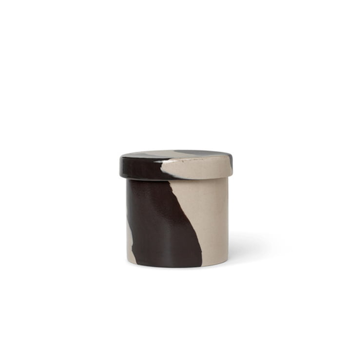 Inlay Stoneware container Ø 9,8 cm by ferm Living in sand / brown