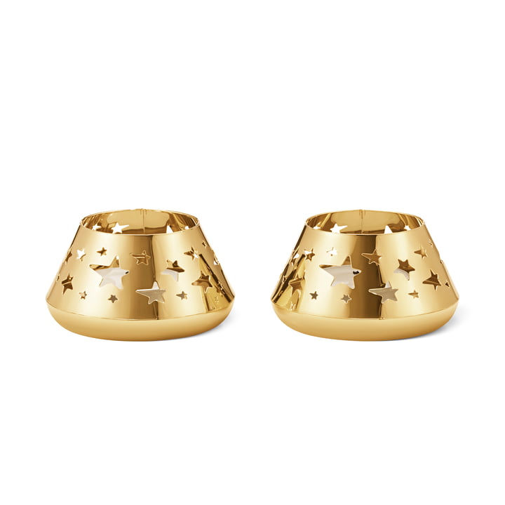 The Christmas Collectibles Seasonal Classic Tealight Holder Star by Georg Jensen , gold (set of 2)