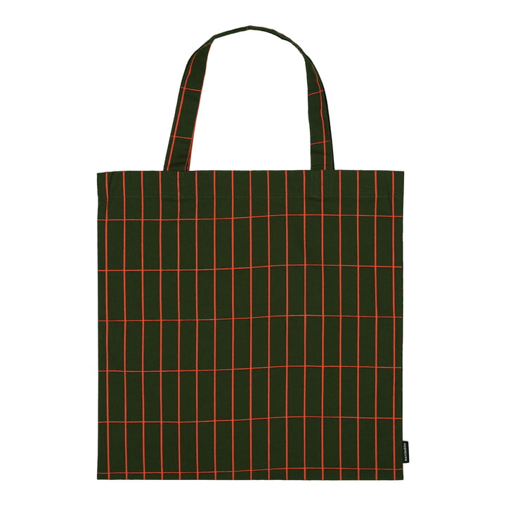Tiiliskivi shopping bag from Marimekko in the colours dark green / red