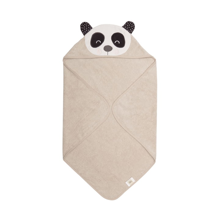 The Penny Panda Baby hooded towel from Södahl , 80 x 80 cm, natural