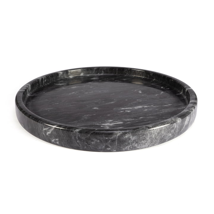 Marble tray round, dark grey / 30 cm from yunic