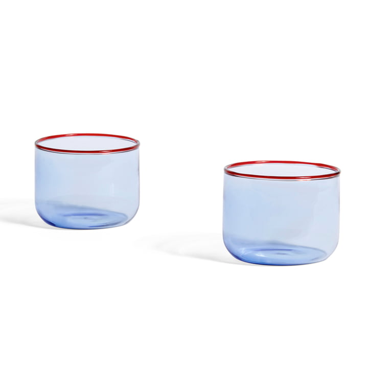 Tint Drinking glass 200 ml (set of 2) from Hay in color light blue / red