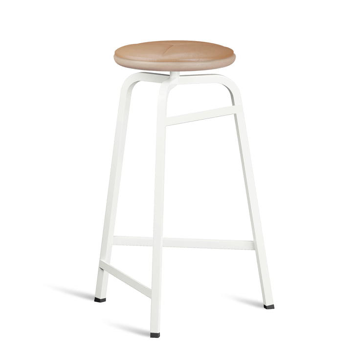 Treble Bar stool from Northern in the version white / leather brown