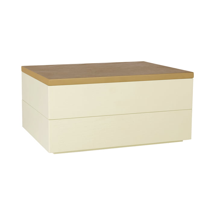 Storage box with lid, light brown / yellow from Hübsch Interior