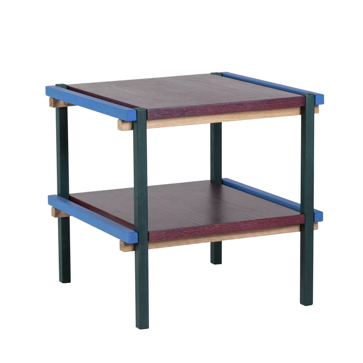 Side table with 2 levels, blue / burgundy by Hübsch Interior