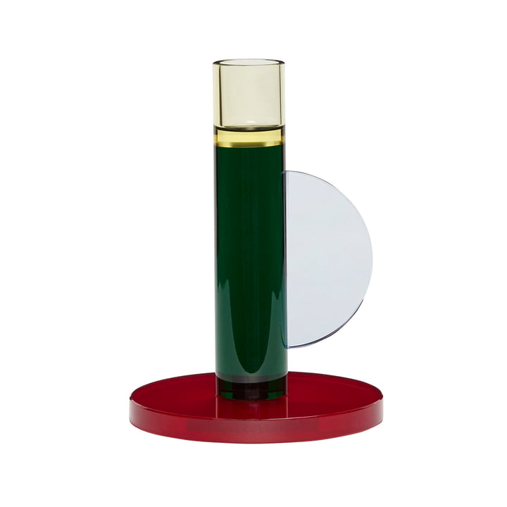 Crystal candle holder, dark red / green from Hübsch Interior