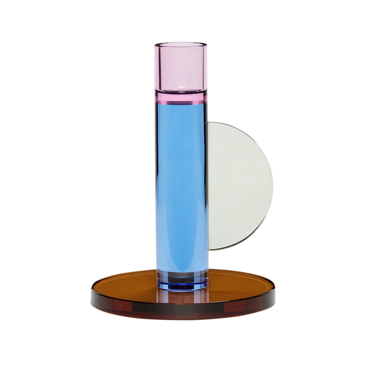 Crystal candle holder, pink / blue from Hübsch Interior