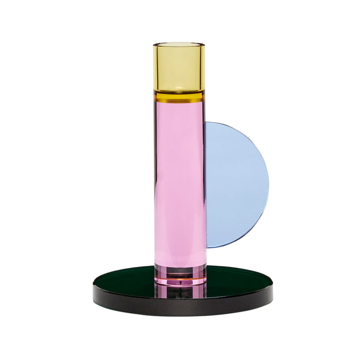 Crystal candle holder, pink / yellow from Hübsch Interior