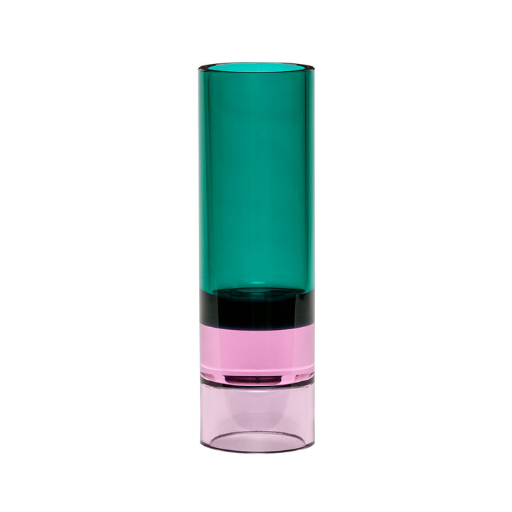 Crystal tealight holder / vase, green / pink by Hübsch Interior