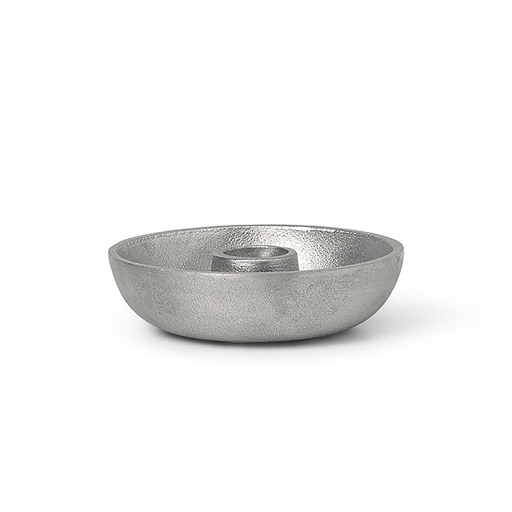 Bowl Stick candle holder from ferm Living in the aluminium version