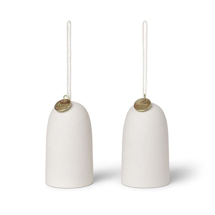 Ceramic pendant bells by ferm Living in the color off-white