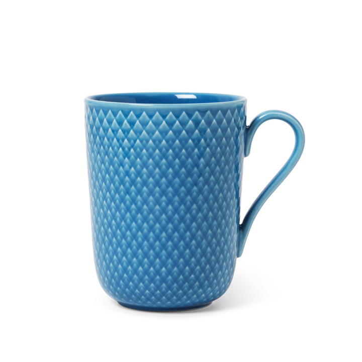 Rhombe Mug with handle 33 cl, blue from Lyngby Porcelæn