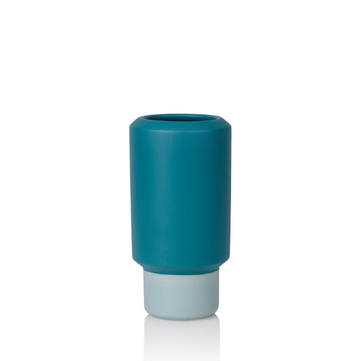 Fumario Vase H 16,5 cm from Lucie Kaas in petroleum blue / mint green