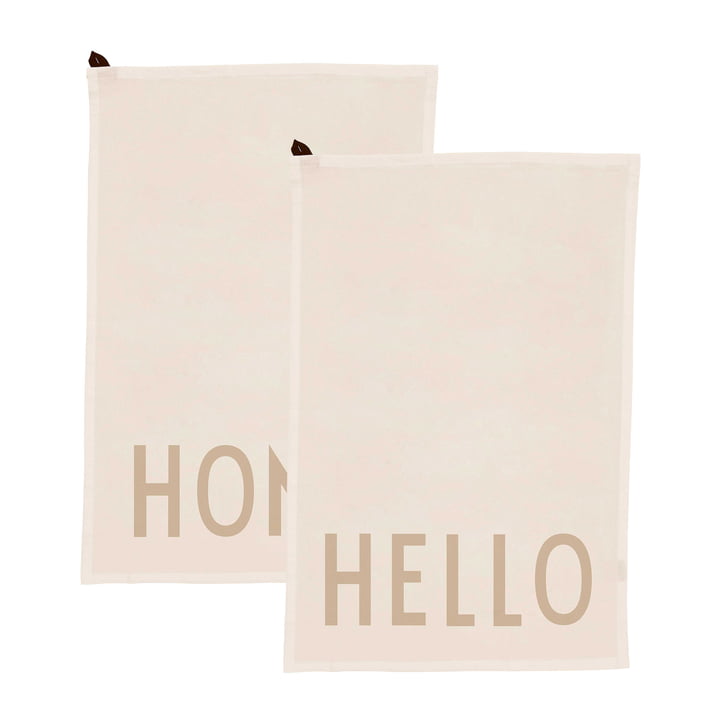 Favourite Tea towel in Hello / Home, off-white (set of 2) from Design Letters
