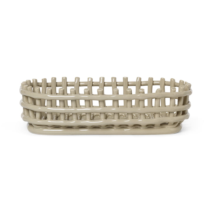 Ceramic basket oval from ferm Living in the color cashmere
