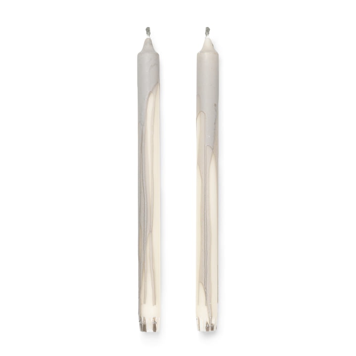 Dryp Stick candles from ferm Living in the design grey / white