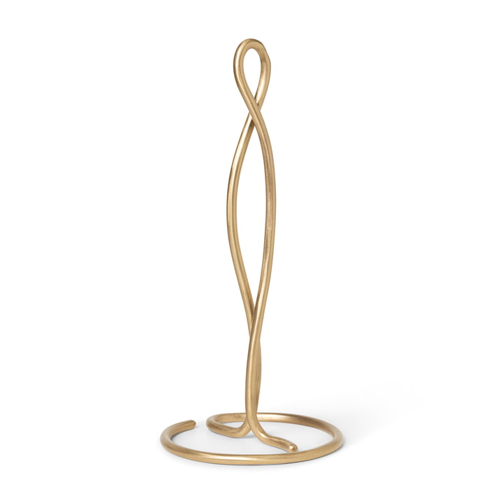 Curvature Kitchen roll holder by ferm Living in the brass finish