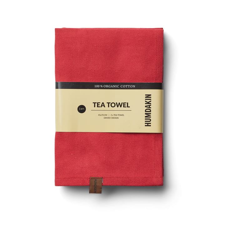 Organic cotton tea towel, 75 x 40 cm from Humdakin in christmas red (set of 2)