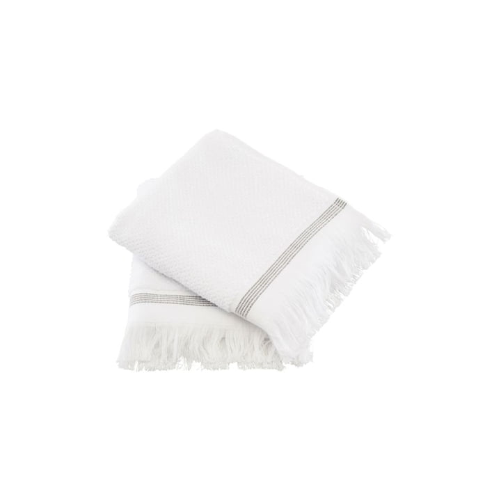 Striped towel, 40 x 60 cm from Meraki in white / grey (set of 2)