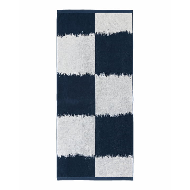 Marimekko - Ostjakki Bath towel, 70 x 150 cm, dark blue / off-white