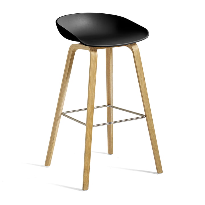About A Stool AAS 32 H 75 cm, oak matt lacquered / stainless steel / black from Hay