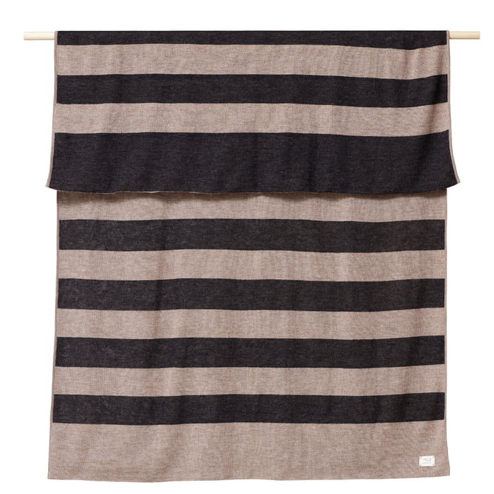 Aymara Blanket, 130 x 190 cm, Ribbon in light brown / dark gray by Form & Refine