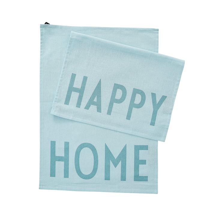 Favourite Tea towel, Happy Home in light blue (set of 2) from Design Letters