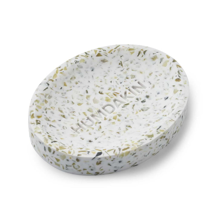 Terrazzo soap dish, 13 x 10 cm, green by Humdakin