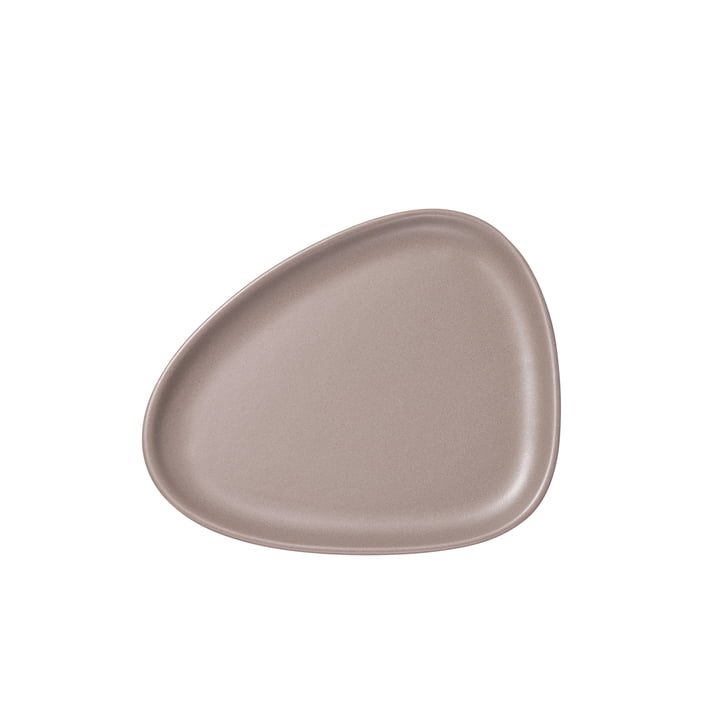 Curve Stoneware Lunch Plate, 22 x 19 cm in warm grey from LindDNA