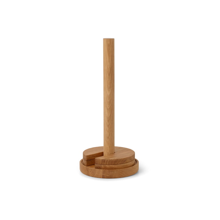 Stack Kitchen roll holder and coaster from Spring Copenhagen in oak finish