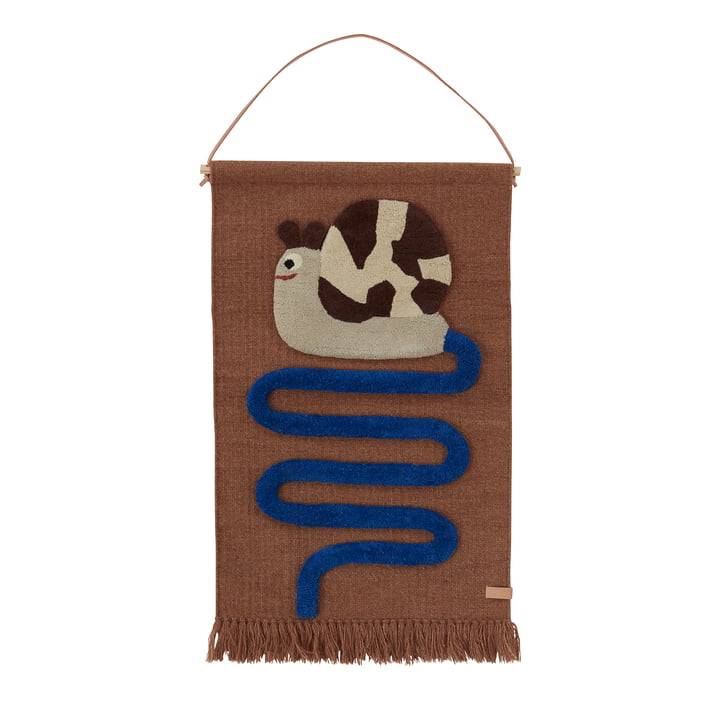 Sally snail tapestry 50 x 87 cm from OYOY in optic blue