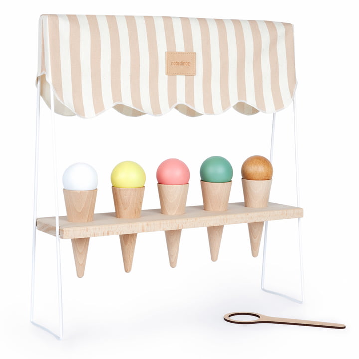 Ice Cream Corner Wooden toy, taupe stripes by Nobodinoz