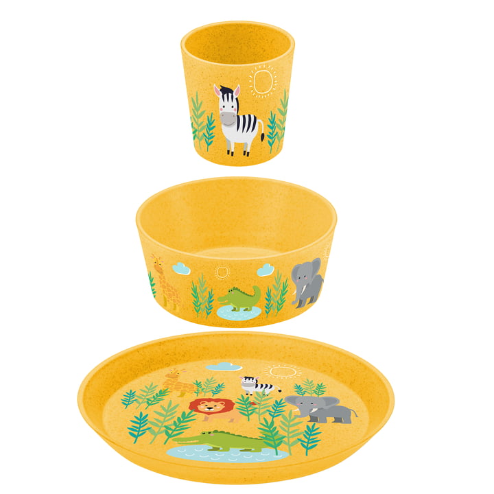 Connect Children's tableware set Africa, organic yellow (set of 3) by Koziol